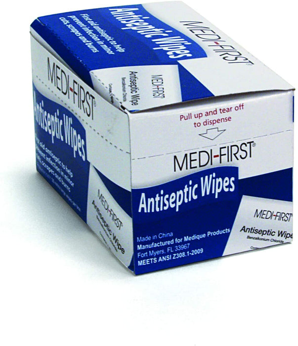 (CH-0650) Antiseptic Wipes (Medi-First), 20 Per Box.