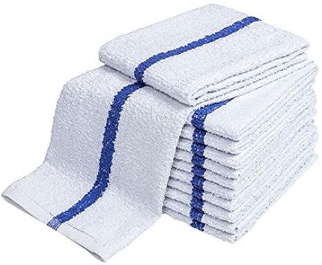 (PA-7745) Bar Towels, 16 x 19, Blue Stripe (For Restaurant), 12 per Pack