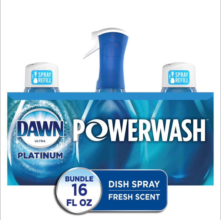 (CI-0040) Dawn Platinum Power wash Dish Spray, Dish Soap, Fresh Scent Bundle