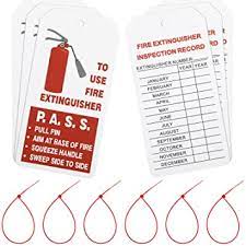 (CV-0700) Fire Extinguisher Tags with Adjustable Wire Ties Fire Extinguisher Recharge and Inspection Record