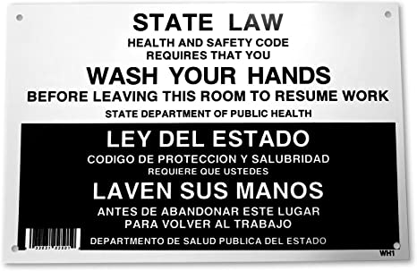 (CV-5170) Sign Employees Must Wash Hands Before Returning