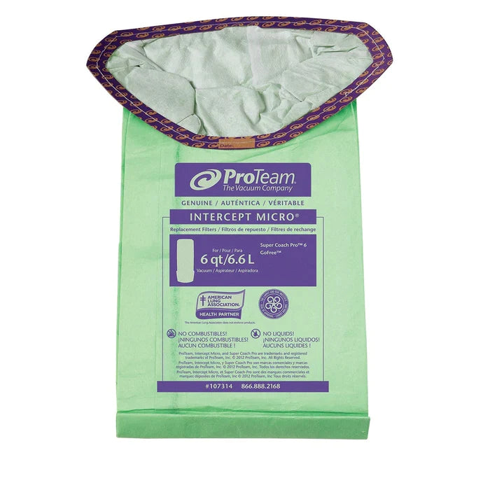 (CX-4410) ProTeam Cordless Vacuum Bags, Triangular Go Free Flex Pro, 6 qt.