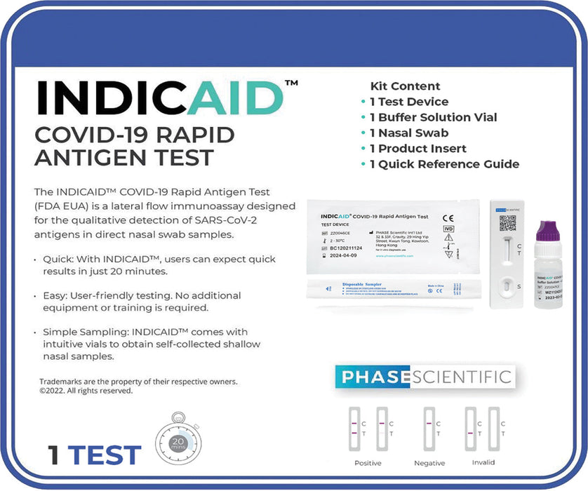 (CV-0820) COVID-19, IndicAid Rapid Antigen Test (1 test)