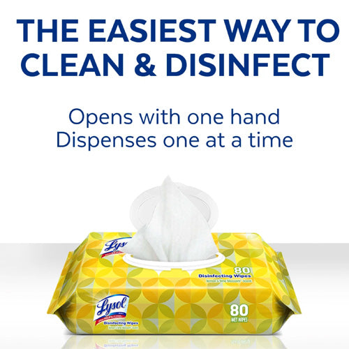 (LA-0140) Lysol Disinfecting Wipes, Lemon Scent, 80 Wipes.