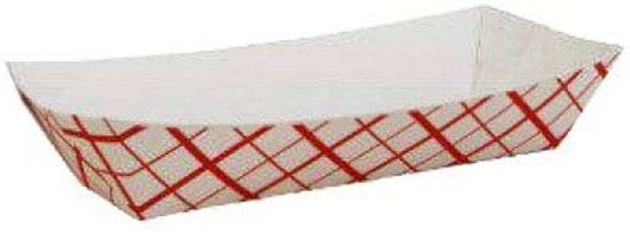 (PA-2930) 7" x 3 1/4" x 1 1/2" Red Check Paper Hot Dog Tray 250 Pack