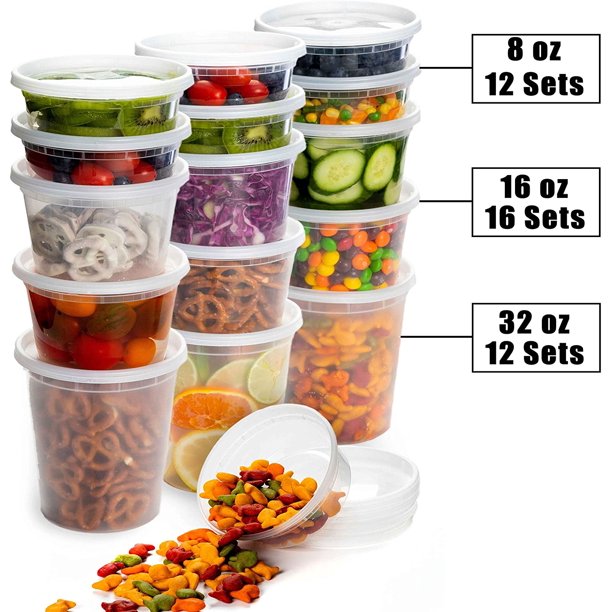 (PA-7199) Safeware 40 Sets (12 of 8oz), (16 of 16oz), (12 of 32oz) Deli Plastic Food Containers