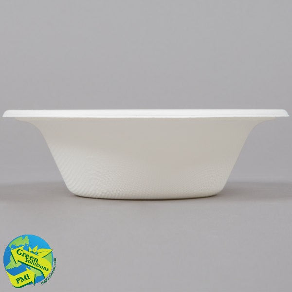 (PC-0300) Compostable Fiber Bowl, 12 oz. Natural White, 125 Per Sleeve.-PMI GREEN SOULTIONS