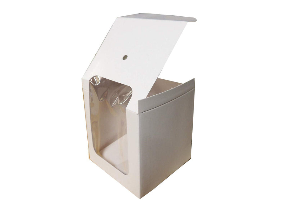 (PD-7084) White 1-Piece Candy Apple Box with Window, 10 Per Sleeve, 100 Per Case