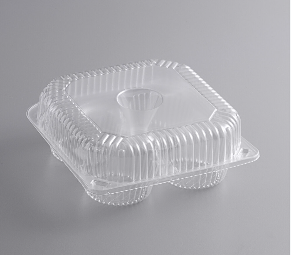 (PD-8040) 4-Compartment Clear OPS Plastic Cupcake / Muffin Container,