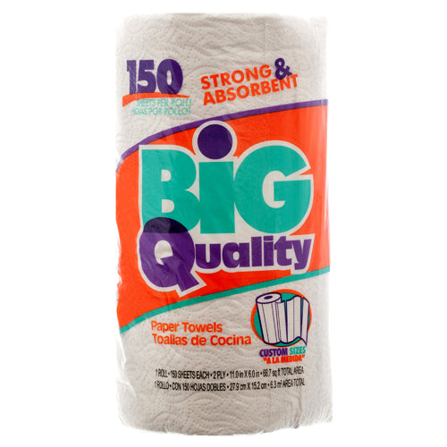 (PR-5080) Big Quality Kitchen Towel, 2 Ply, Select A Size 11 x 4.5" Sheets, 150 Sheets Per Roll, 20 Rolls Per Case