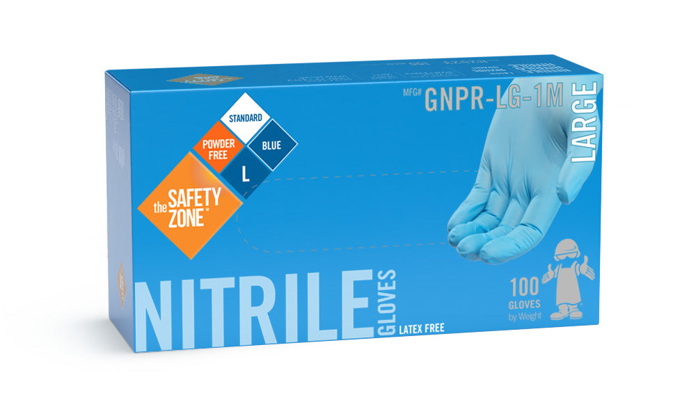 (CG-009X) (Safety Zone) Nitrile Gloves, 4 Mil, Blue, Latex Free, 100 count. (ON SALE)