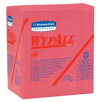 (PW-0420) (41029) Wypall, X80 Red Quarter Fold Reusable Extended Use Wipers