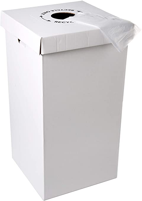 (PC-0905) 40 Gallon Kraft Corrugated Cardboard Trash and Recycling Container with Lid
