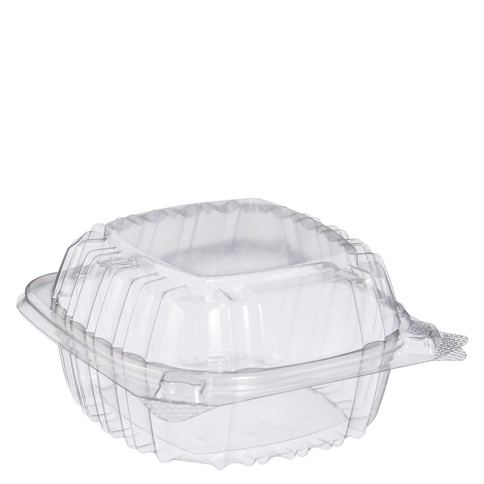 (PA-4300) Clear Hinged Plastic 5" Square Container, 125 per Sleeve.