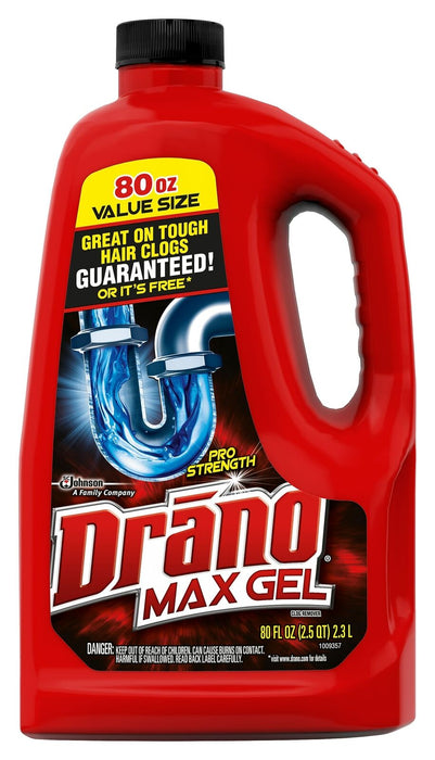 (LB-5010) Drano Gel, Max Ultra Gel clog remover, 2.5 qt (80 oz.)