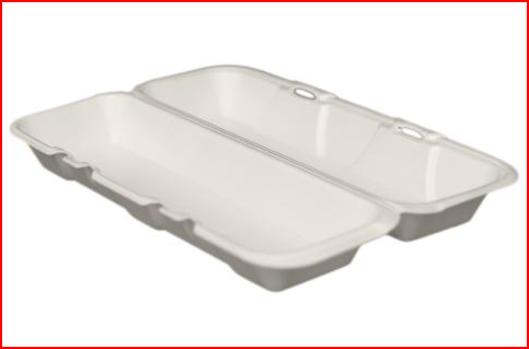(PB-0400) Hoagie White Non-Vented Foam Hinged Container Recycle #6