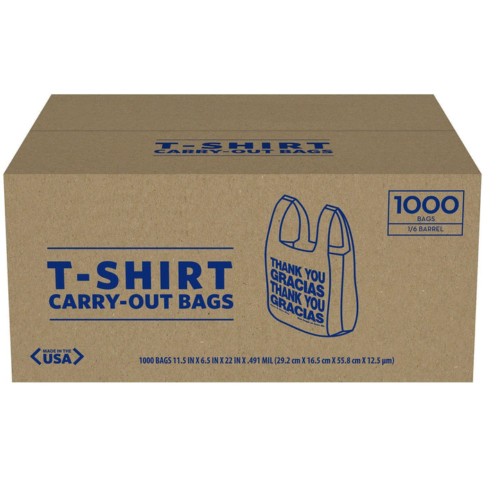 (PA-7520) T-Shirt Carryout Bags, 5.2 gallons, 1,000 per Box