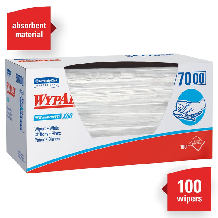 (PW-0230) Wypall X60, White, 100 Wipes Per Box (34770)